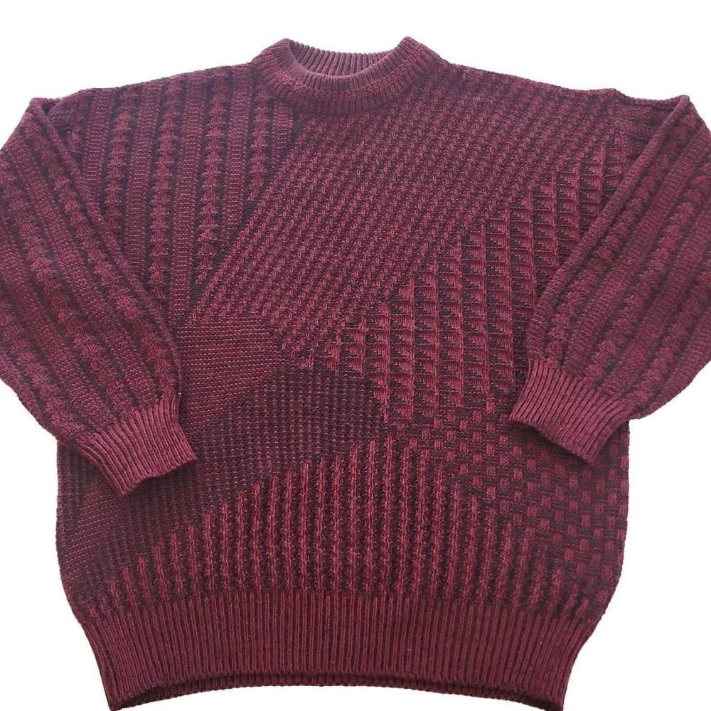 Vintage 80s Gian Alberto Abstract Pattern Warm Fuzzy Winter Wear Thin Wool Mater